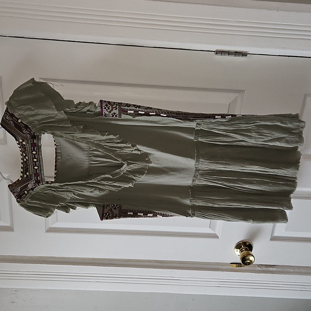 Free People Day Glow Embroidered Green Dress - Picture 4 of 6